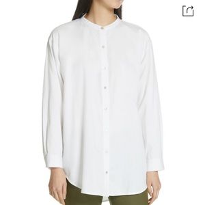 Eileen Fisher Mandarin Collar shirt in Ivory